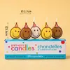 Estilo ins decoração de bolo de aniversário de desenho animado velas flores chapéus de festa urso de pelúcia rosto sorridente corações velas de aniversário infantil