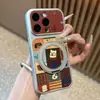 Capa de celular com suporte de filhote de tabuleiro de xadrez adequada para iPhone 16 Pro Max Apple 17 capa de celular banhada a ouro capa de mudança instantânea
