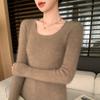 Suéter de Gola Redonda em Cashmere Pulôver Tricô Listrado Leve como Nuvem Tricô para Usar por Baixo com Toque Versátil e Caimento Ajustado
