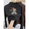 Camiseta Térmica Base para Niñas para Primavera, Otoño e Invierno 2025, Nueva Camiseta Cálida Infantil con Borde Fruncido, Top Elegante Ins