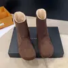 Botas de Nieve Cortas Nuevas de Invierno 2026, Talla Grande, Ante Retro, Punta Redonda, con Aumento de Altura, Forro de Felpa, Botas Vaqueras de Media Pantorrilla