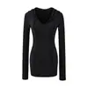 Camiseta de manga larga con capucha estilo europeo y americano para mujer, adecuada para usar en capas o sola, colección otoño/invierno 2026, corte ajustado, que realza la figura, y top de estilo coreano único