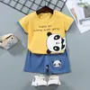 Nuevo Conjunto de Sudadera de Manga Corta y Shorts de Verano para Niños Moda Algodón Puro Camiseta para Niños y Niñas Delgado Moderno Venta al por Mayor