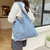 Bolsa de Lona Americana Retrô Estudante Roupa de Trabalho Literária Transversal de Ombro Aula Jeans Casual Pasta de Ombro Sacola Tote de Ombro para Mulheres