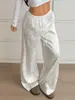Aliexpress Roupa Feminina Europeia e Americana 25 Novidades de Primavera Calça Casual de Cetim com Cordão Estampa de Leopardo Calça Larga Comprida Calça Longa