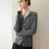 26 modelos nuevos de cárdigans de punto para mujer 100% cachemira pura con cuello semiabierto, de punto acanalado, de un solo botón, corte ajustado