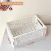Caja de Almacenamiento Plegable para Escritorio de Dormitorio Estudiantil Cesta de Almacenamiento para Cosméticos Femeninos Papelería Colocación Plástico Cesta Pequeña