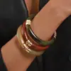 B3524 Pulseira de Resina Gradiente Artística Vintage Nova Transfronteiriça para Mulheres, Pulseira Redonda de Resina Geométrica Personalizada Estilo Ins