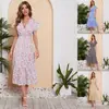 Vestido casual de verano con estampado para mujer, europeo y americano, 2023, nuevo en Amazon, de gasa, con mangas, falda de playa para vacaciones