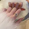 Anillo de mahjong dorado incrustado con circonita, anillo abierto ajustable con símbolo rojo para la fortuna, personalizado para la buena suerte en las cartas, adecuado para el dedo índice