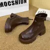 Botas Martin de Forro Polar Versátiles Estilo Británico Vintage Otoño 2026 para Mujer, Botas de Cuero con Suela Gruesa y Tacón Grueso Nuevas Primavera y Otoño 2026