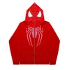 Sudadera con cremallera completa de Spider-Man 2023, estilo callejero americano, sudadera con capucha y cremallera oversize, chaqueta de forro polar para otoño e invierno