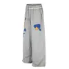 C1068 Calça Streetwear Unissex Estilo Americano High Street com Bordado de Aplicação de Estrela de Cinco Pontas, Calça de Moletom Casual Larga e Solta Masculina