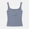 Camisola de Algodón Acanalado Puro Deseo con Botones y Almohadillas en el Pecho para Mujer, Otoño Temprano 2026, Se Puede Usar como Ropa Interior o Exterior