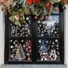 Navidad Línea Blanca Papá Noel Muñeco de Nieve Reno Pegatina para Ventana Vidrio de Escaparate Puerta de Cristal Decoración Pegatina Electrostática para Vidrio