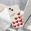 Diseño Independiente de Corazón Rojo Vintage Adecuado para iPhone 17 Silicona Mate 18/15 Estilo Suave Funda para Teléfono de Mujer