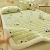 Colchoneta Gruesa de Leche Polar Estampada para Invierno, Habitación, Hogar, Tatami, Cojín Suave, Cubierta de Cama Acolchada de Polar Coral Cálido