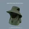 Chapéu de Sol Masculino de Verão com Proteção UV, Chapéu de Sol com Cobertura Facial para Pesca, Chapéu de Sol de Aba Larga, Chapéu de Pescador, Feminino Outono e Inverno