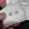 Brincos de Estrela de Oito Pontas Cheios de Diamantes, Piercings de Lóbulo Estrela do Norte com Rosca Externa 0.8, Piercings de Cartilagem Punk de Nicho, Aço Titânio Que Não Desbota