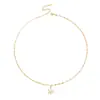 Collar con Colgante de Flor Moda Estilo Ins Europeo y Americano con Pedrería, Color Dorado, Cadena Clavicular Versátil de Circonita de Gama Alta para Mujeres