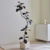 Árbol de Goma Black Diamond Planta Verde Artificial Decoración de Sala de Estar de Lujo de Gama Alta Planta Falsa Biónica Grande de Pie Estilo Wabi-Sabi