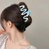 Para cabelos grossos, presilha de tubarão acrílica da moda, presilha de cabelo francesa fofa em formato de coração, presilha de garra com laço elegante para mulheres