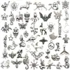 50 Accesorios Surtidos para Collar y Pulsera DIY Temáticos de Insectos en Plata Antigua, Colgantes de Animales, Piezas de Joyería de Aleación y Dijes