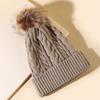 Gorro de Punto Grande con Pom-Pón de Otoño e Invierno, Gorro de Punto Cálido con Dobladillo de Color Sólido Universal de Una Capa para Mujer, Venta al por Mayor del Fabricante, Moderno y Versátil
