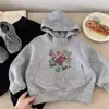 Sudadera con capucha deportiva de otoño para niños, estilo coreano de algodón, sudadera casual con bolsillos para niños y niñas