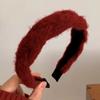 Faixa de Cabeça Vermelha de Ano Novo 2026 para Mulheres, Faixa de Cabeça Festiva Larga, Grampo de Cabelo de Tricô Vermelho Retrô para Cabelo de Ano Novo