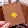 Colgante de Fortuna de Cristal de Hielo de Cobre Chapado en Oro, Collar Elegante Versátil Brillante para Mujer, Colgante de Cadena para Clavícula de Alto Nivel León Propicio