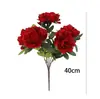 Buquê de Flores Artificiais de Peônia Estilo Europeu com 5 Cabeças para Decoração de Cena, Peônias Artificiais Realistas de Alta Qualidade para Celebrações