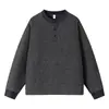 ACU Roupas Masculinas Moletom Henley Duas Cores Falso Peça Dupla para Homens, Outono Textura Vertical Design Solto Pulôver