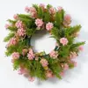 Guirlanda de flores amarelas artificiais e folhas verdes em estilo rústico transfronteiriça, decoração de porta e parede para primavera e verão, guirlanda de decoração para casa sem manutenção