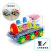 Locomotiva rotativa com engrenagem transparente luzes multicoloridas música presente de aniversário infantil carro de brinquedo elétrico universal atacado