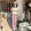 Jaqueta de Algodão Floral Rosa para Mulheres 2025 Nova Outono e Inverno Estilo Coreano Fofo Leite e Fofo Estilo Preguiçoso de Alta Qualidade