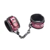 Esposas para Adultos Sm Bondage Patrón 3D Negro y Rojo Patrón de Diamantes Collar para el Cuello y Tobilleras Restricción Productos Sexuales de Alta Venta Entrenamiento Dropshipping