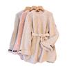 Suéter suave ceroso estilo perezoso de largo medio con cintura ajustada para mujer Otoño e Invierno talla grande chica gordita Elegante holgado que cubre el vientre Adelgazante Top