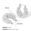 Pendiente de aro hueco cilíndrico grueso de acero de titanio simple europeo y americano para mujer, pendientes lisos de acero de titanio chapado en oro sólido de 18 quilates, joyería