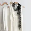 Deseo Puro Encaje Calado Bufanda de Seda para Mujer Nuevo Vintage Lazo Largo Banda para el Cabello Cinta Bufanda Decorativa Ropa para el Cuello Pañuelo para la Cabeza