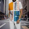 Comércio Exterior Transfronteiriço 2026 Moda Estilo Étnico Camisa de Manga Curta com Gola Alta Estampada em 3D e Conjunto de Calça Longa Duas Peças Confortável