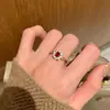 Set de Pendientes y Anillo de Girasol y Rubí de Plata de Ley S925 para Mujer, Estilo Vintage de Lujo Ligero con un Toque de Alta Gama, Popular en Xiaohongshu