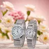 Relojes para Hombres de Mediana Edad y Mayores, Discos Digitales Grandes, Relojes para Mujeres, Correas de Acero, Correas Elásticas de Resorte, Relojes para Mayores, Regalos para Eventos, Relojes de Cuarzo para Hombres