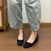 Zapatos planos de tacón grueso estilo francés para mujer, cómodos y elegantes, nuevos tacones altos retro Mary Jane de punta baja 2025, perfectos con vestidos
