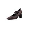 Zapatos Mary Jane Estables y Anticaídas con Tira Cruzada de Piel de Oveja de Primera Capa 2025 Otoño Tacón Grueso Cuadrado Piel Genuina para Mujer