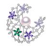 Broche de perlas de agua dulce de moda boutique para mujer, cárdigan, abrigo, broche de luna, florete morado fresco, regalo de lujo
