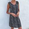 Amazon Independent Station Comércio Exterior Transfronteiriço Novo Vestido de Leopardo Casual com Saia Reta para Mulheres Europeias e Americanas Soltas