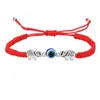 Popular Europeu e Americano Olhos Azuis Pulseira Tecida à Mão para Mulheres Cruzamento Olho do Mal Sete Seções Corda Vermelha Pulseira Fabricante Atacado