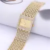 Marca de Moda Luxo Acessível Feminino Quadrado Nicho Relógio de Quartzo Casual Aço Inoxidável Temperamento Relógio de Diamante