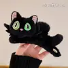 Accesorio para el cabello de pinza de tiburón marrón, de bajo volumen, esponjoso, para peinado semi-recogido, pinza grande de oso para el cabello, pinza de garra con orejas de gato y borla elegante para mujer